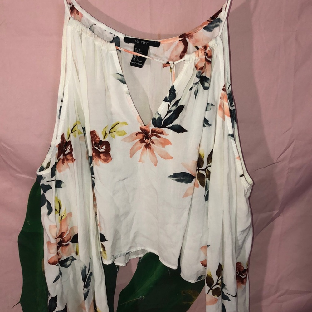 Off the shoulder white floral crop top